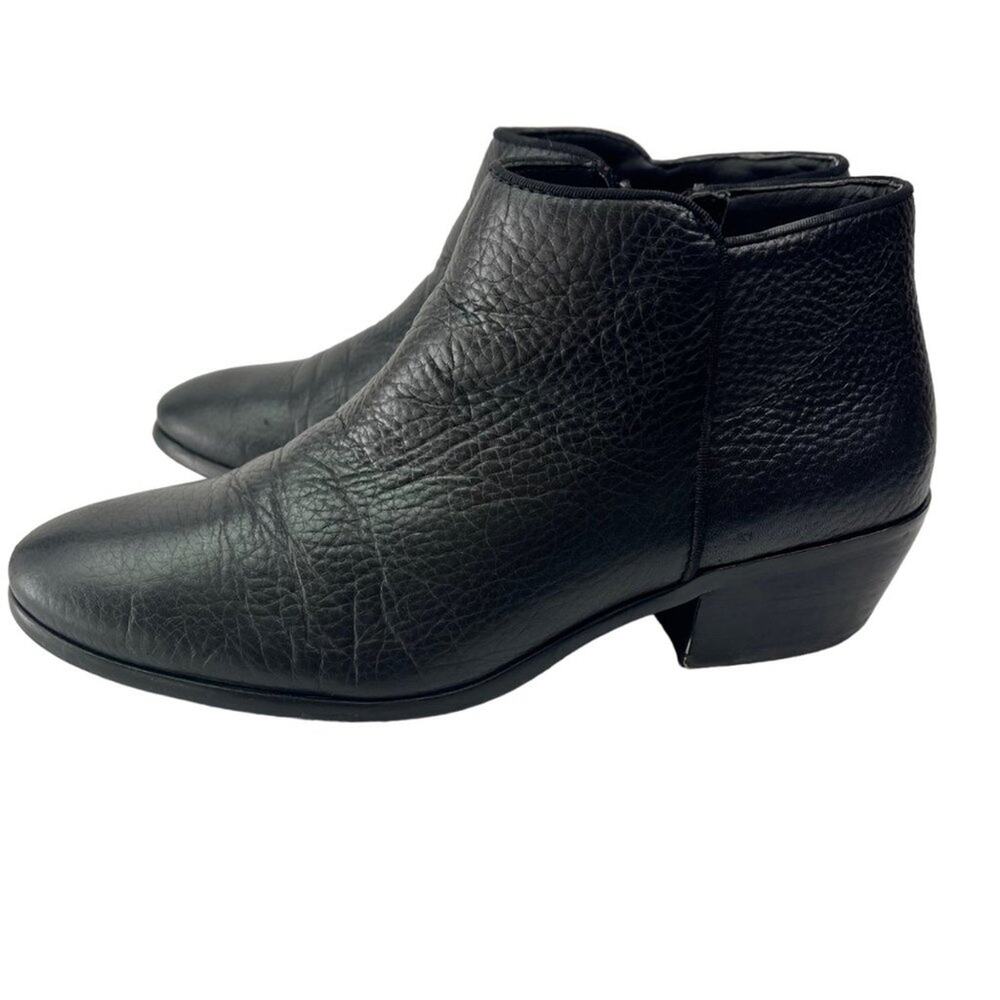 Sam Edelman Booties Women's Size 7 M Petty Ankle Black Leather Stacked Heel